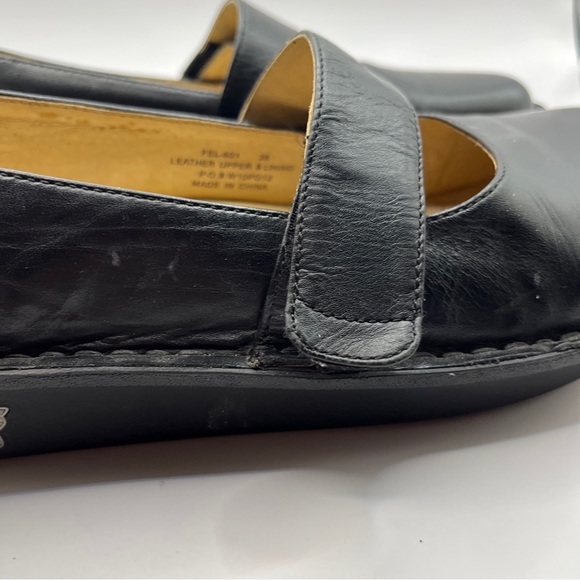 Women's ALEGRIA Black Leather Mary Jane Comfort Shoes Size 38/7 Hook And Eye - Picture 7 of 10